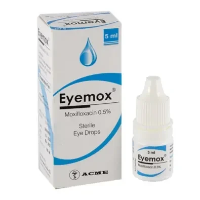 Eyemox-D Ophthalmic Solution 5 ml drop, Moxifloxacin Hydrochloride + Dexamethasone 0.5%+0.1%