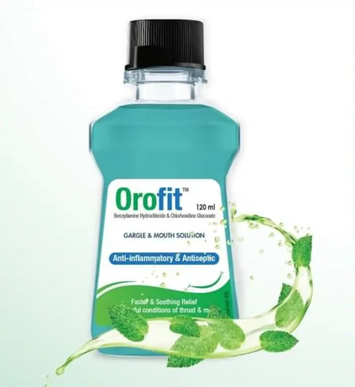 Orofit Mouthwash 120ml bottle, Benzydamine + Chlorhexidine gluconate 0.15% + 0.12%
