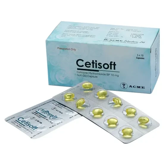Cetisoft Capsule, Cetirizine Hydrochloride 10 mg