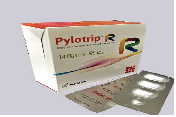 Pylotrip R Tablet, Rabeprazole + Amoxicillin + Clarithromycin 20 mg+1000 mg+500 mg