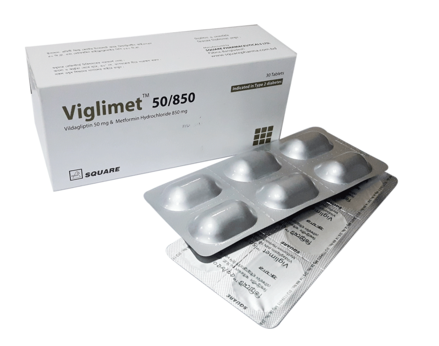 Viglimet Tablet, Vildagliptin + Metformin Hydrochloride 50 mg+850 mg