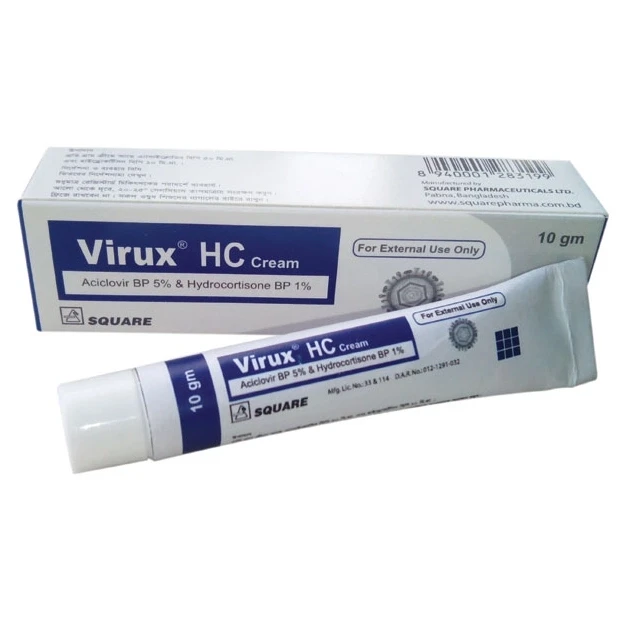 Virux-HC Cream 10 gm, Acyclovir + Hydrocortisone 5%+1%
