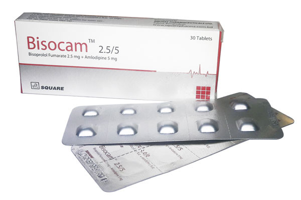 Bisocam Tablet,  Bisoprolol Fumarate + Amlodipine Besilate 2.5 mg+5 mg