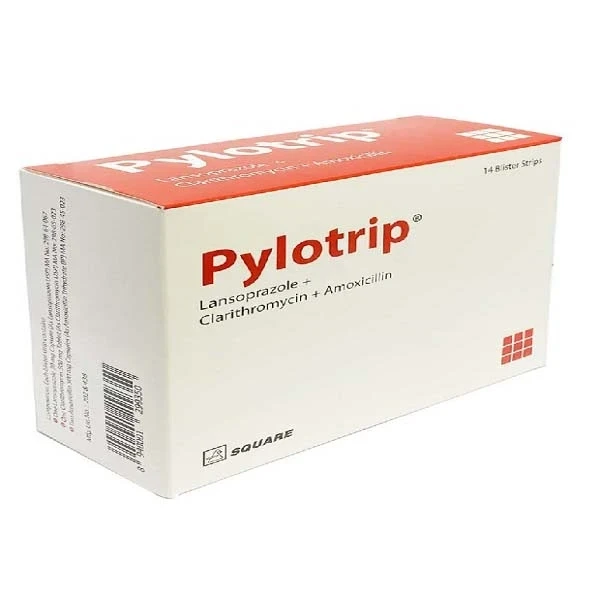 Pylotrip Tablet, Lansoprazole + Amoxicillin + Clarithromycin 30 mg+1000 mg+500 mg