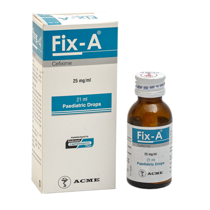 Fix-A Pediatric Drops 21 ml bottle, Cefixime Trihydrate 25 mg/ml