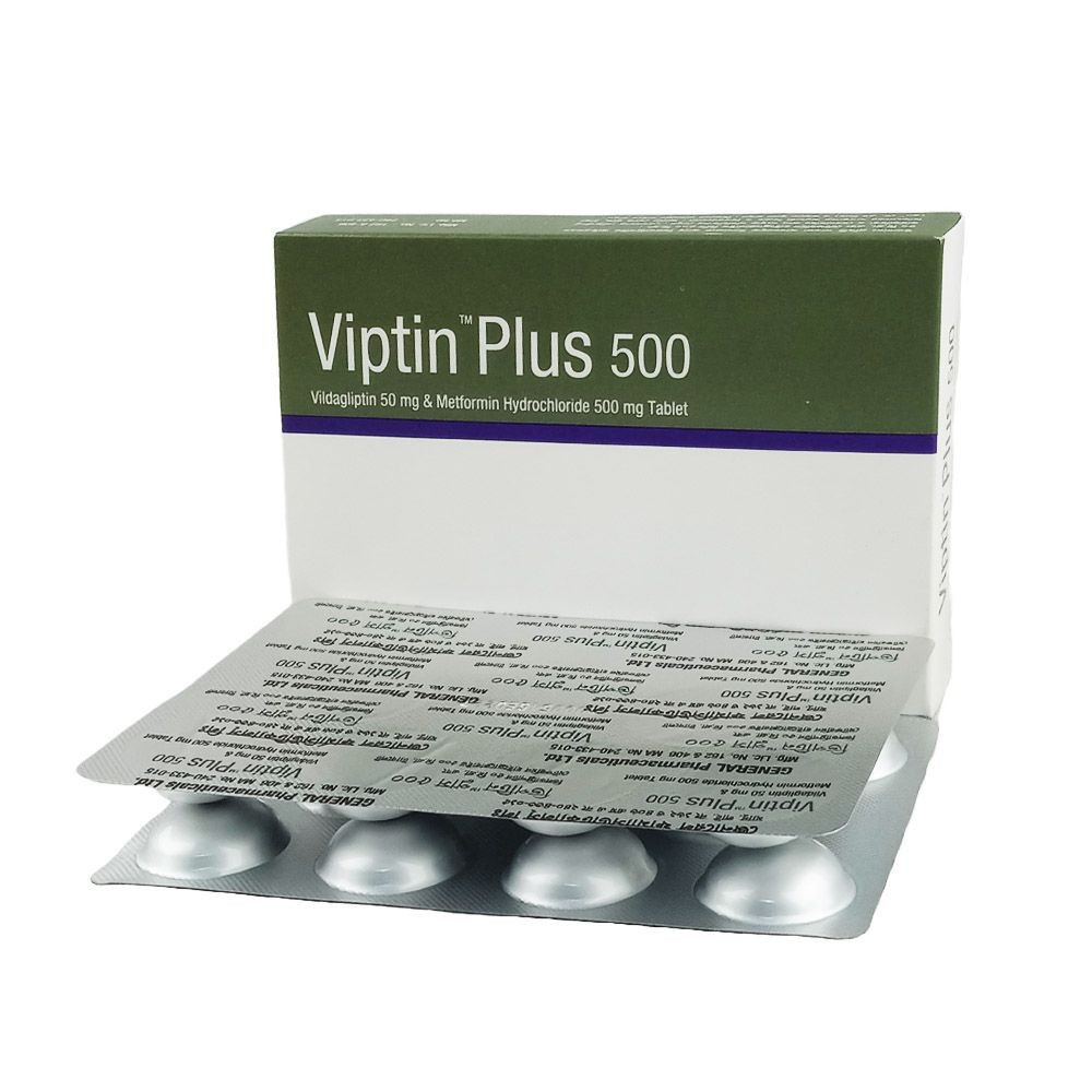 Viptin Plus Tablet, Vildagliptin + Metformin Hydrochloride 50 mg+500 mg
