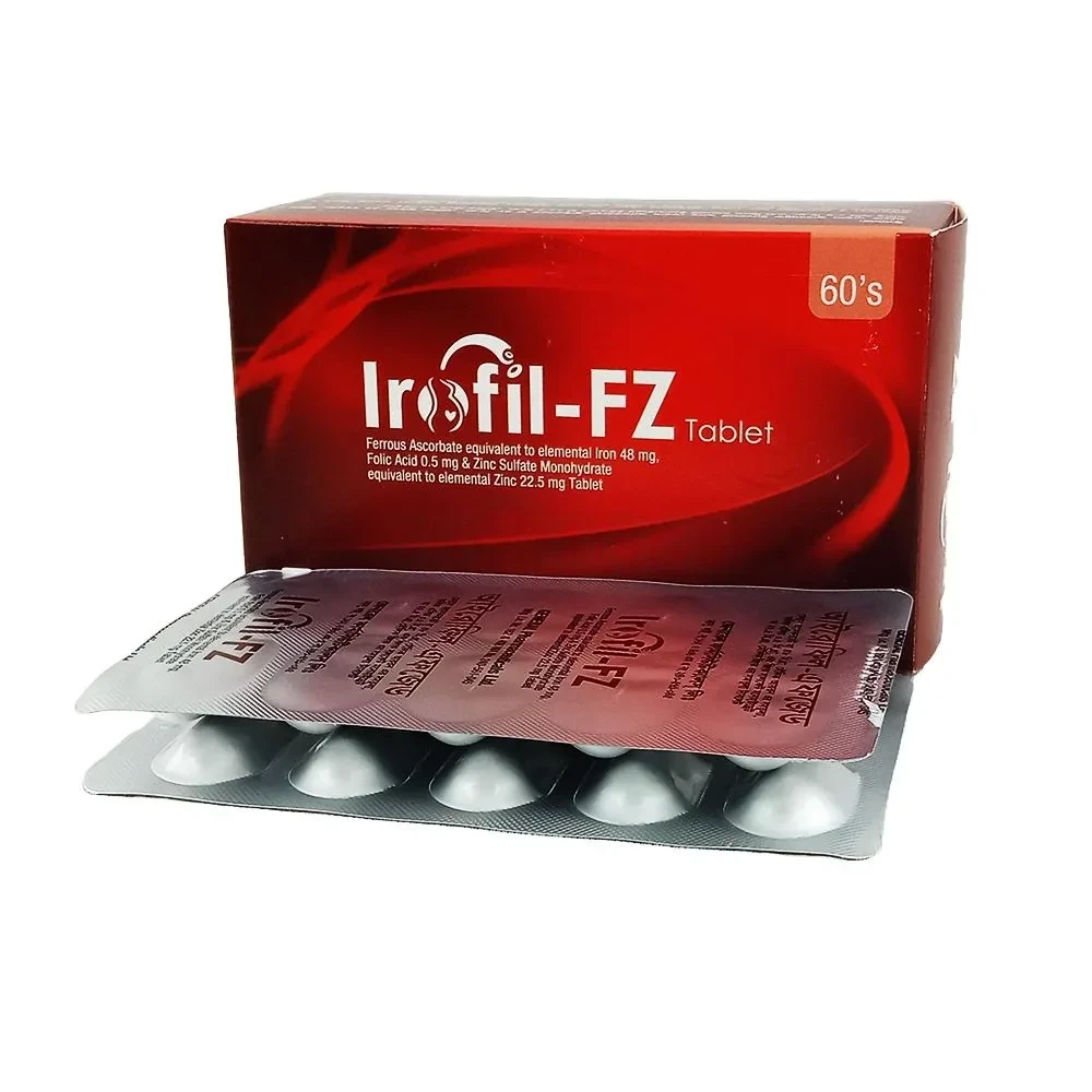 Irofil-FZ Tablet, Ferrous Ascorbate + Folic Acid + Zinc Sulfate 48 mg+0.5 mg+22.5 mg