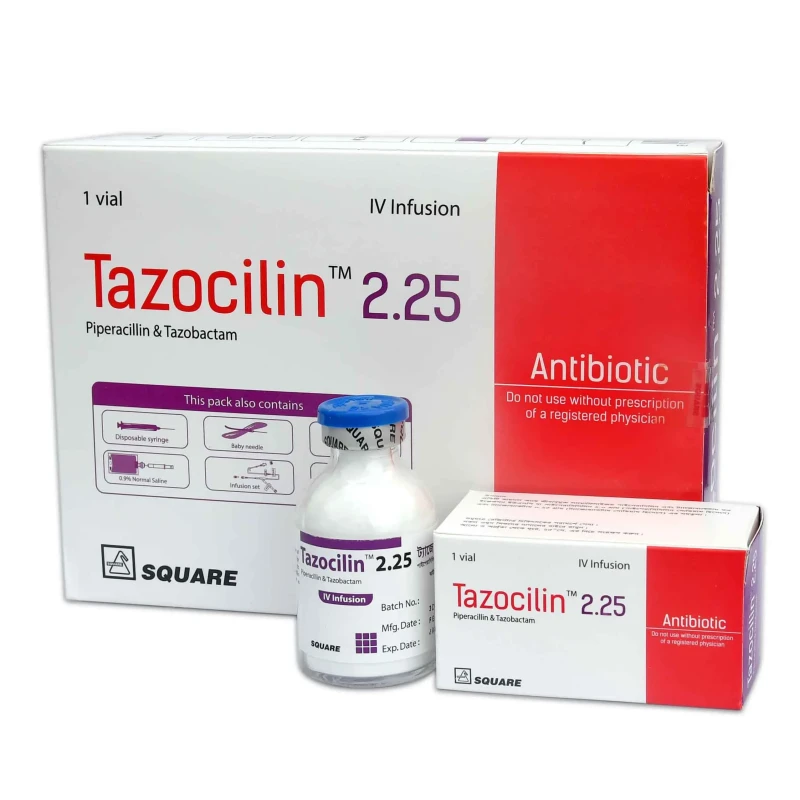 Tazocilin IV Infusion, Piperacillin + Tazobactam (2 gm+0.25 gm)/vial