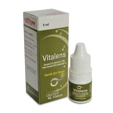 Vitalens Ophthalmic Solution 5 ml drop, Adenosine + Cytochrome-C + Sodium Succinate + Nicotinamide (2 mg+0.5 mg +0.6 mg+10 mg)/ml