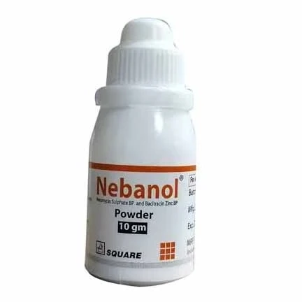 Nebanol Topical Powder 10gm, Neomycin Sulfate + Bacitracin Zinc (5 mg+250 IU)/gm