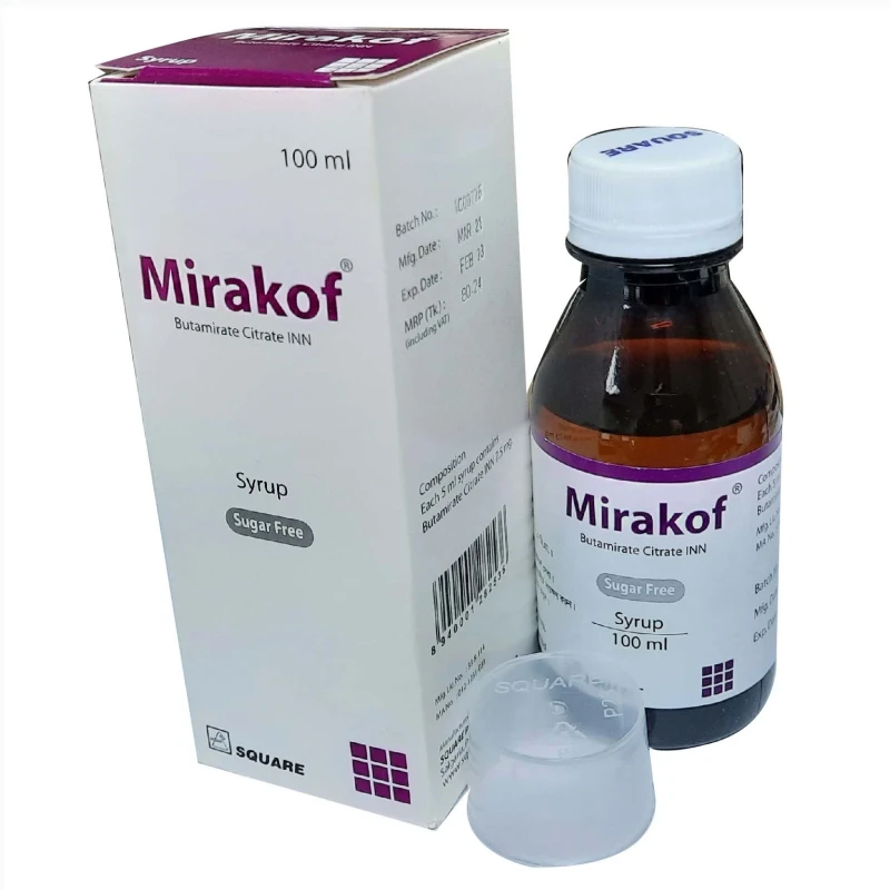 Mirakof Syrup 100ml, Butamirate Citrate 7.5 mg/5 ml