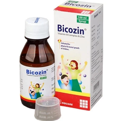 Bicozin Syrup,  Vitamin B Complex + Zinc, 100 ml