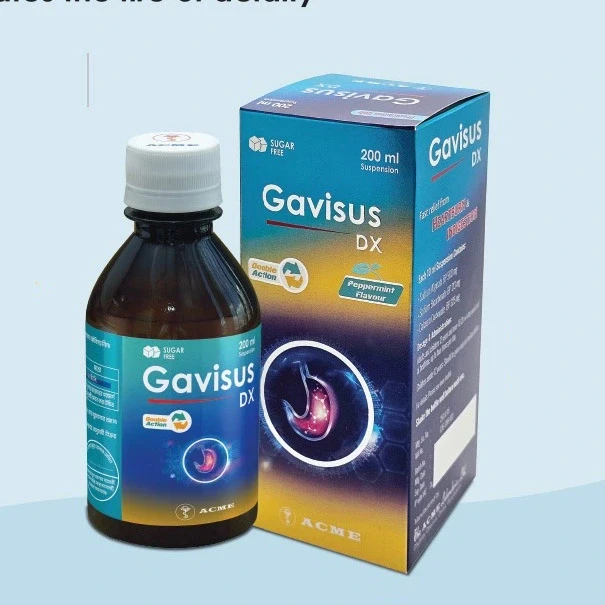 Gavisus DX Oral Suspension  200 ml bottle, Sodium Alginate + Sodium Bicarbonate + Calcium Carbonate (500 mg+213 mg+325 mg)/10 ml