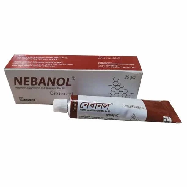 Nebanol Ointment 20gm, Neomycin Sulfate + Bacitracin Zinc (5 mg+500 IU)/gm