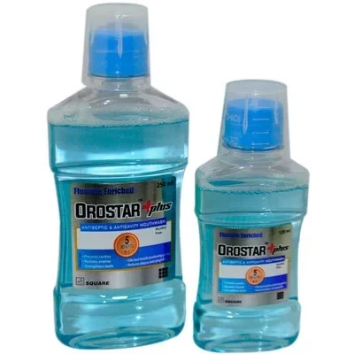 Orostar Plus Mouthwash 120ml, Eucalyptol + Menthol + Methyl Salicylate + Thymol + Sodium Fluoride
