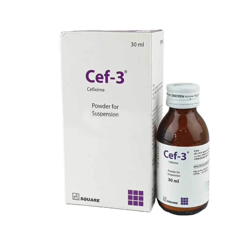 Cef-3 Powder for Suspension 30ml , Cefixime Trihydrate 100 mg/5 ml