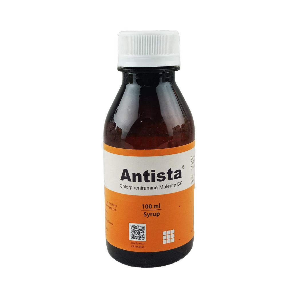 Antista Syrup,  Chlorpheniramine Maleate 2 mg/5 ml, 100ml
