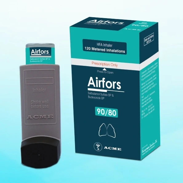Airfors Metered-Dose Inhaler (MDI) 120 metered doses, Salbutamol + Budesonide (90 mcg+80 mcg)/puff