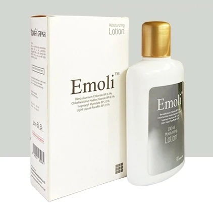 Emoli Lotion 100ml, Liquid Paraffin + Benzalkonium Chloride + Chlorhexidine + Isopropyl Myristate 2.5%+0.1%+0.1%+2.5%