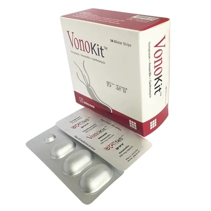 VonoKit Tablet (4 pcs), Vonoprazan + Amoxicillin + Clarithromycin 20 mg+1000 mg+500 mg