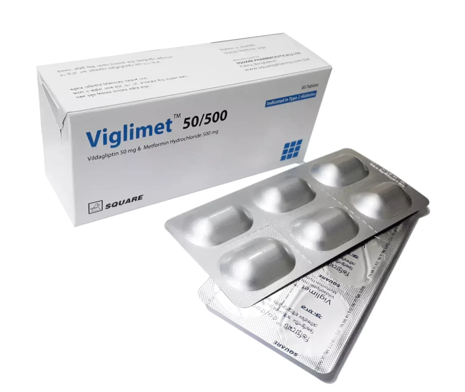 Viglimet Tablet, Vildagliptin + Metformin Hydrochloride 50 mg+500 mg