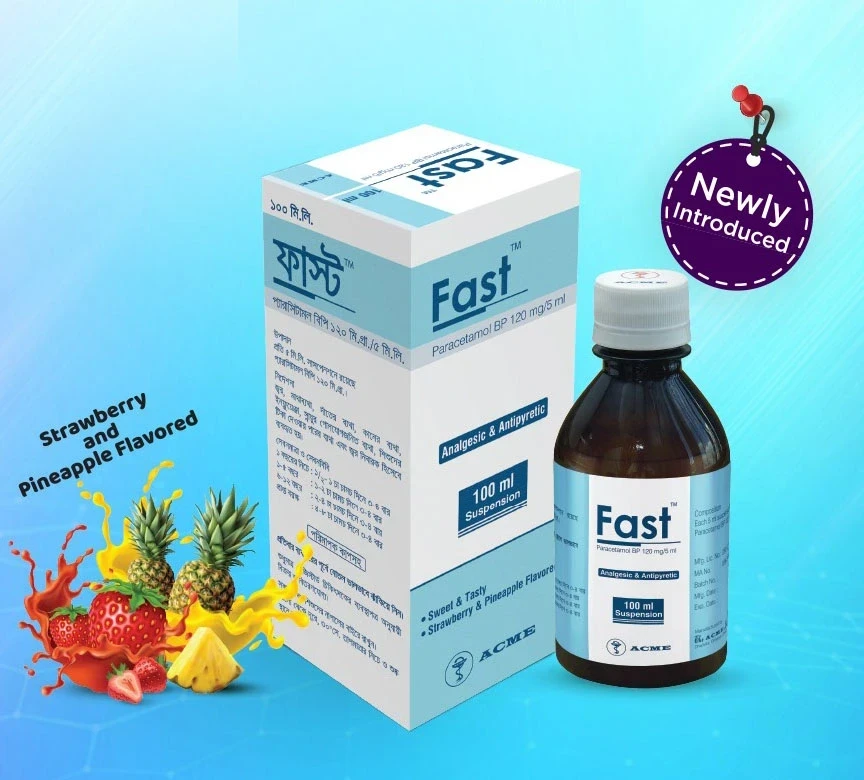 Fast Oral Suspension 100 ml bottle, Paracetamol 120 mg/5 ml