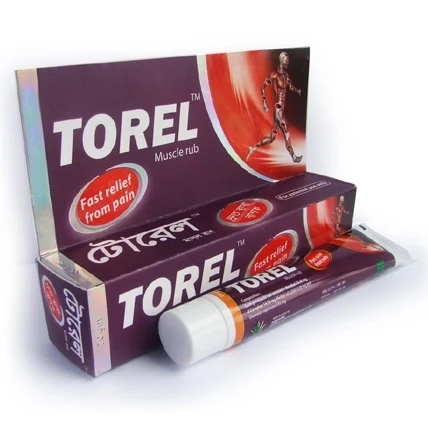 Torel Muscle Rub 20 gm tube, Menthol + Camphor + Methyl Salicylate + Oleoresin Capsicum (25.40 mg+14.30 mg+4.20 mg+0.05 mg)/gm