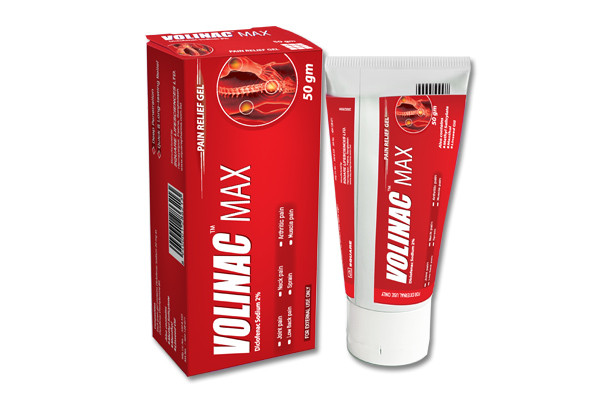 VOLINAC Max Gel 50 gm tube, Diclofenac Sodium + Methyl Salicylate + Linseed Oil + Menthol 2% w/w