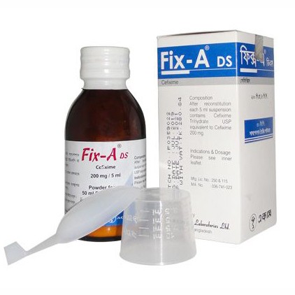 Fix-A DS Powder for Suspension 50 ml bottle, Cefixime Trihydrate 200 mg/5 ml