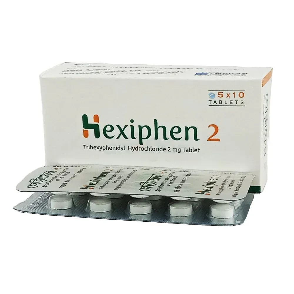 Hexiphen Tablet, Trihexyphenidyl Hydrochloride 2 mg