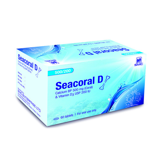 Seacoral D Tablet, Coral Calcium + Vitamin D3 500 mg+200 IU