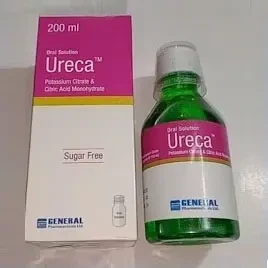 Ureca Oral Solution 200 ml bottle,Potassium Citrate + Citric Acid (1500 mg+250 mg)/5 ml